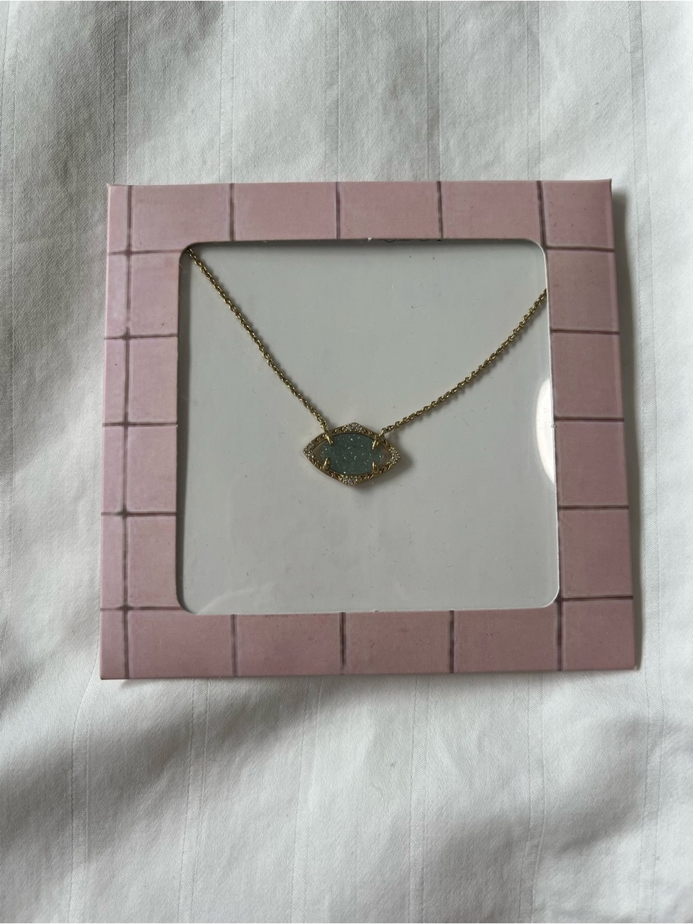 Stella & Dot Gold Pale Blue Pendant Necklace